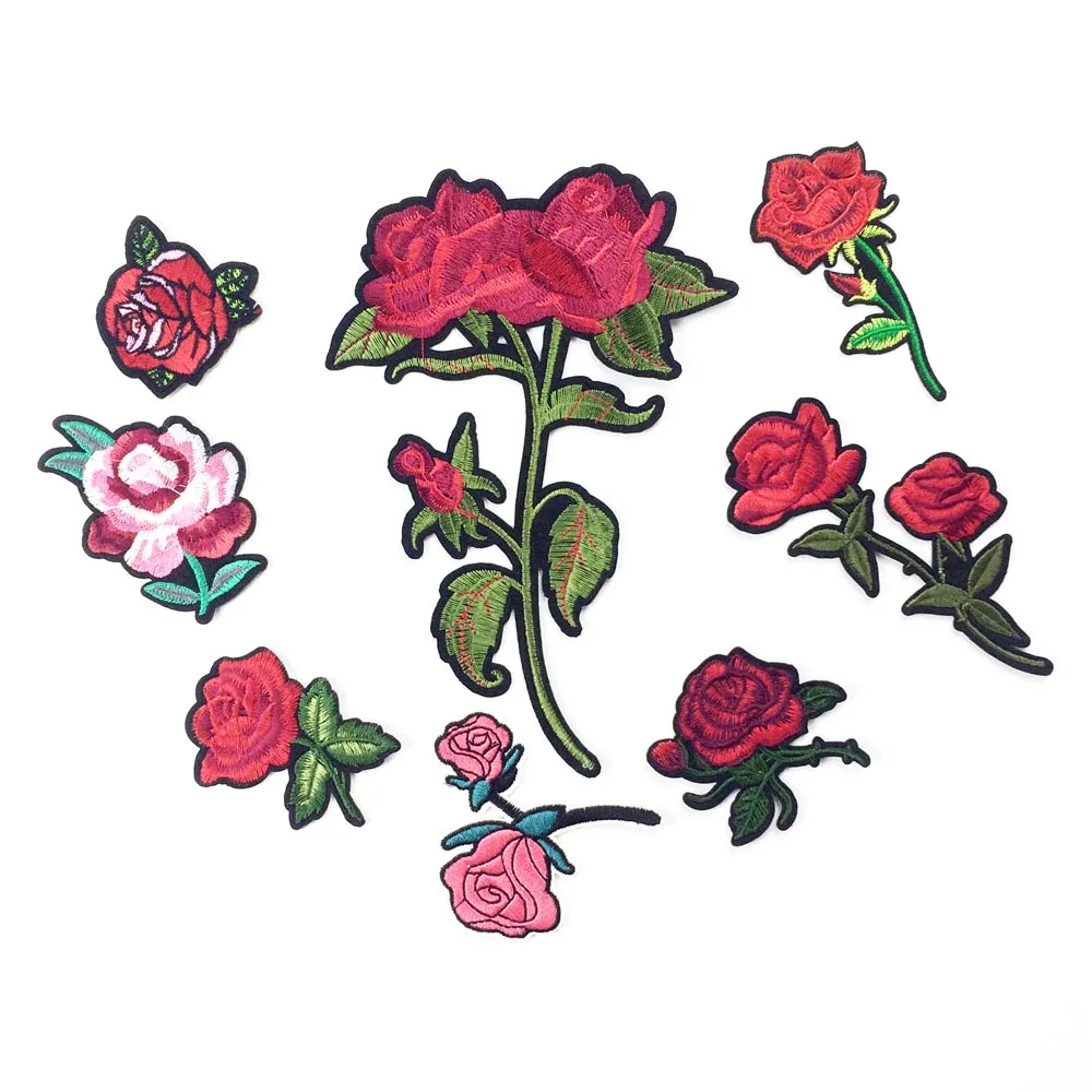 Вышитые заплаты для костюмы Утюг на наклейки розы Патч горный хрусталь