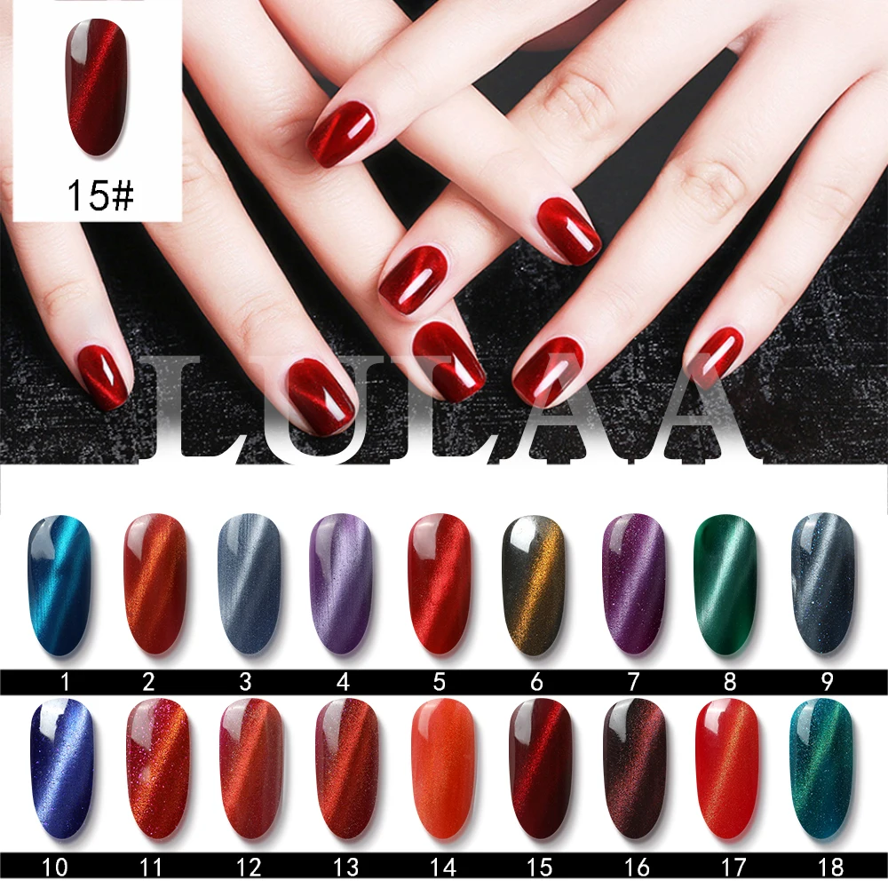 LULAA Soak Off Nail Art Holographic Magnetic Cat Eye Gel 3D Semi-permanent UV Varnish Lacquer Stamping Polish 8ml | Красота и
