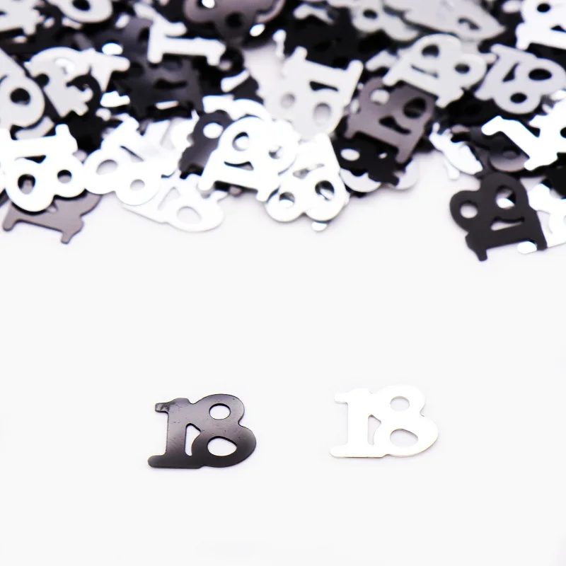 black 18th 15 г День рождения номер 13, 16, 18, 20, 21, 30, 40, 50, 60, 70, 80 металлический посыпать конфетти стол разброс для дня рождения Свадебная вечеринка Декор - Цвет: black 18th