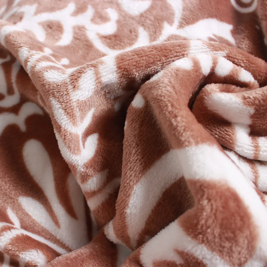 Зимнее одеяло на кровать кофейные цветы мягкие толстые королевские фланелевые