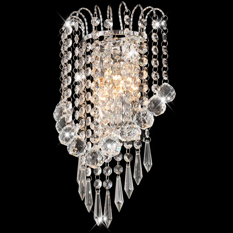 Хрустальные Настенные светильники для спальни роскошные современные зеркальные