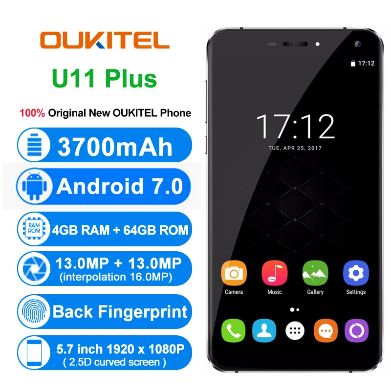 Оригинальный OUKITEL U11 плюс 4 г мобильные телефоны Android 7 0 ГБ Оперативная память 64