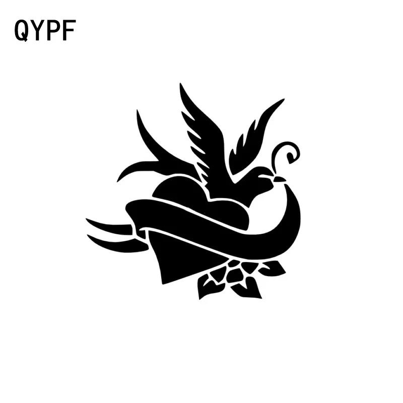 

QYPF 15.5CM*15.6CM LOVE HEART GLITTER Vinyl Car Window Sticker Black/Silver Decal Car-styling C15-0700