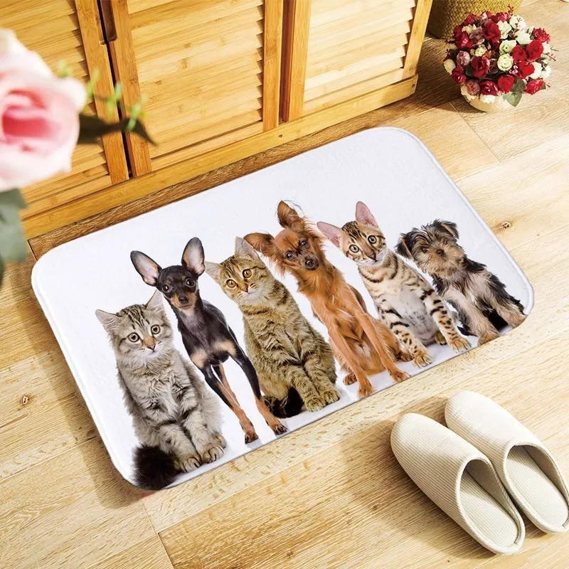 Милый принт с животными Симпатичный кот собака коврик для прихожей кухни