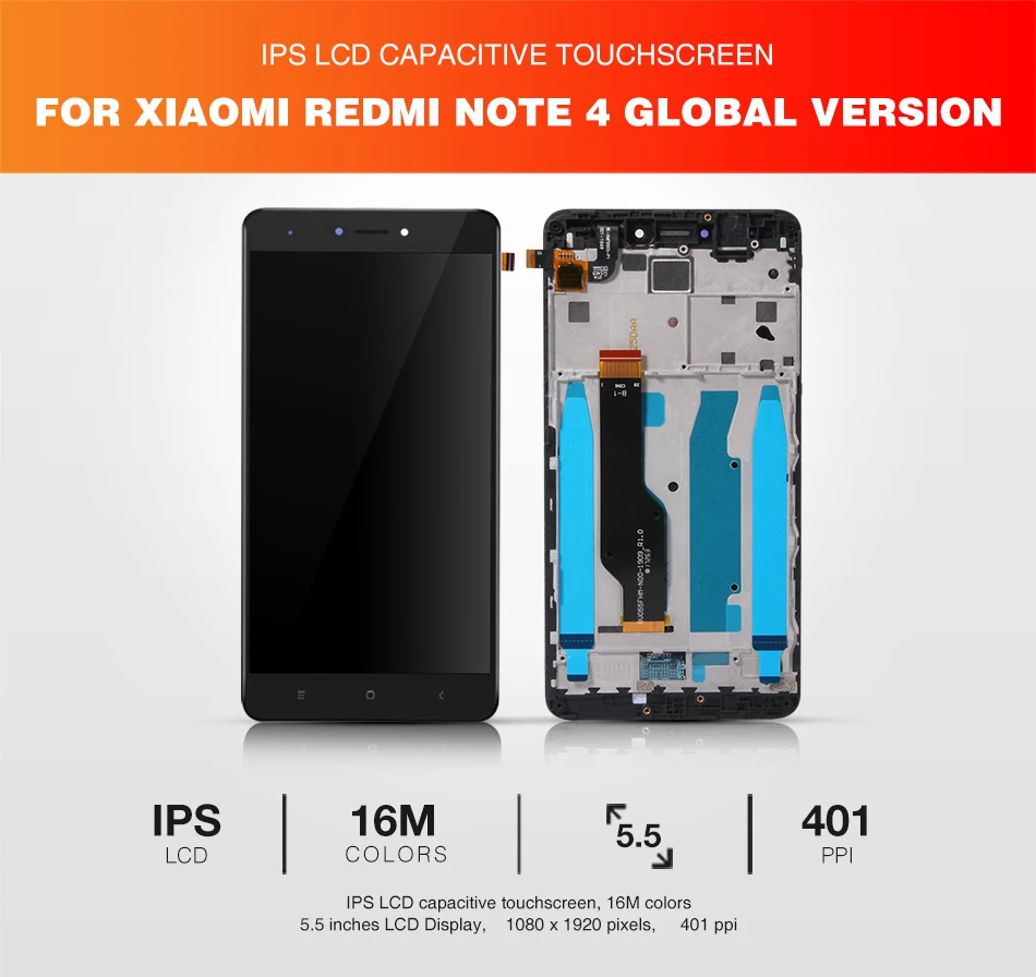Redmi Note 4 ЖК-дисплей+ рамка для Xiaomi Redmi Note4 Note 4 глобальная версия Snapdragon 625 ЖК-дисплей дигитайзер Запасные части