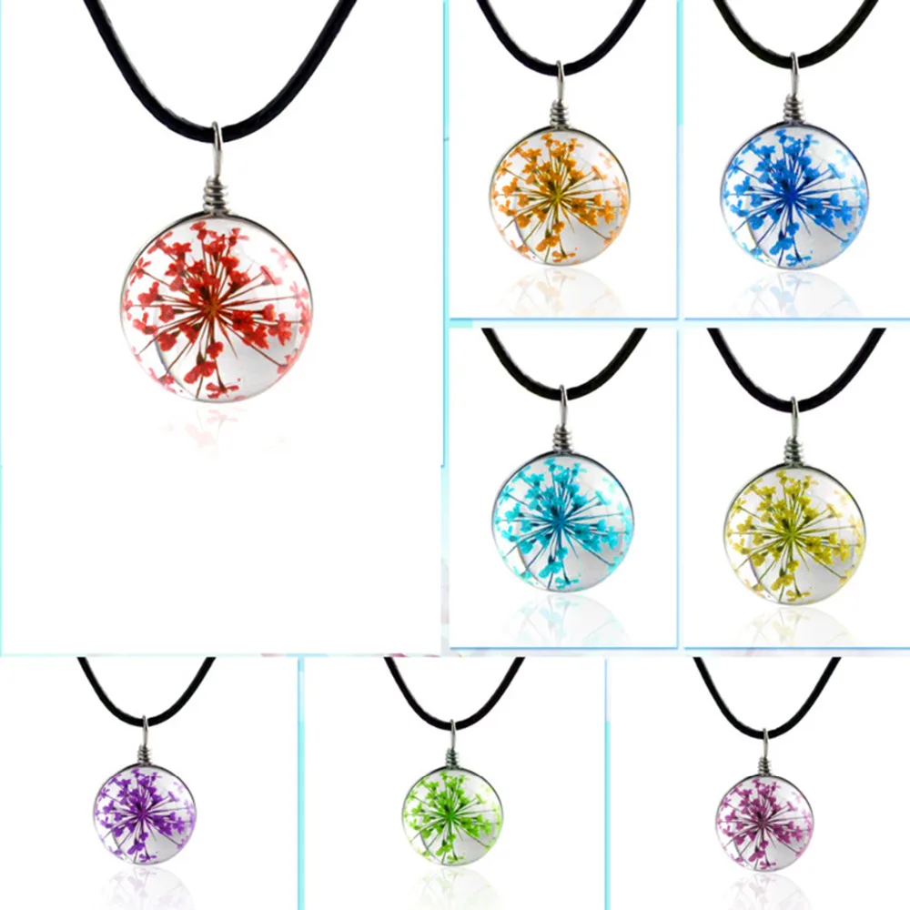 Hot Sale 1Pcs/lot Crystal glass Ball Clover Pendant Necklace Long Strip Leather Chain Rope Women Lucky Wish Jewelry | Украшения и