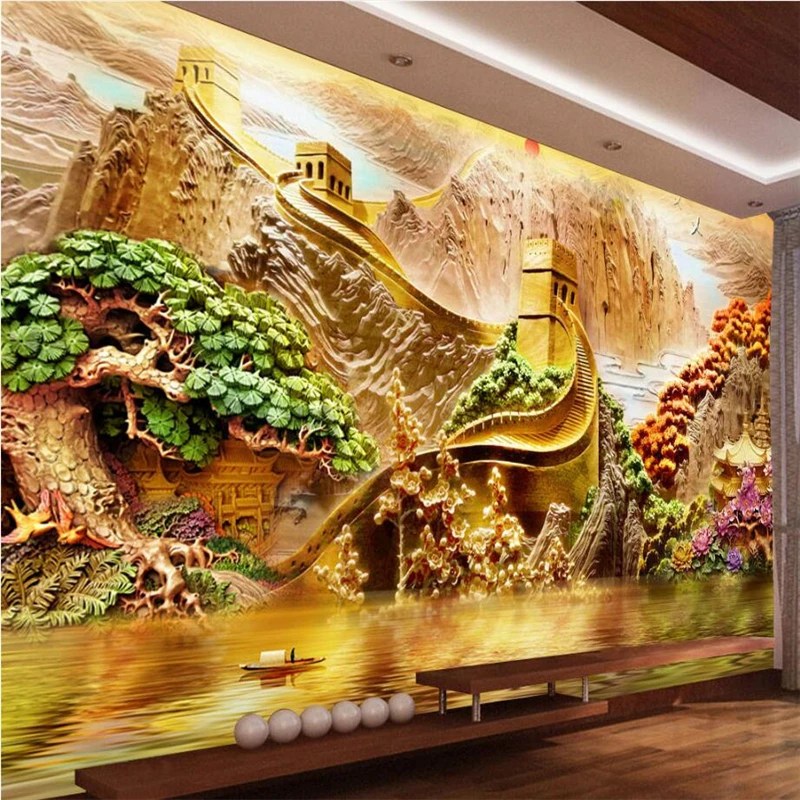 

Beibehang пользовательские 3d Настенные обои Fairview Mountain 3d тисненые обои Гостиная диван спальня ТВ настенные украшения