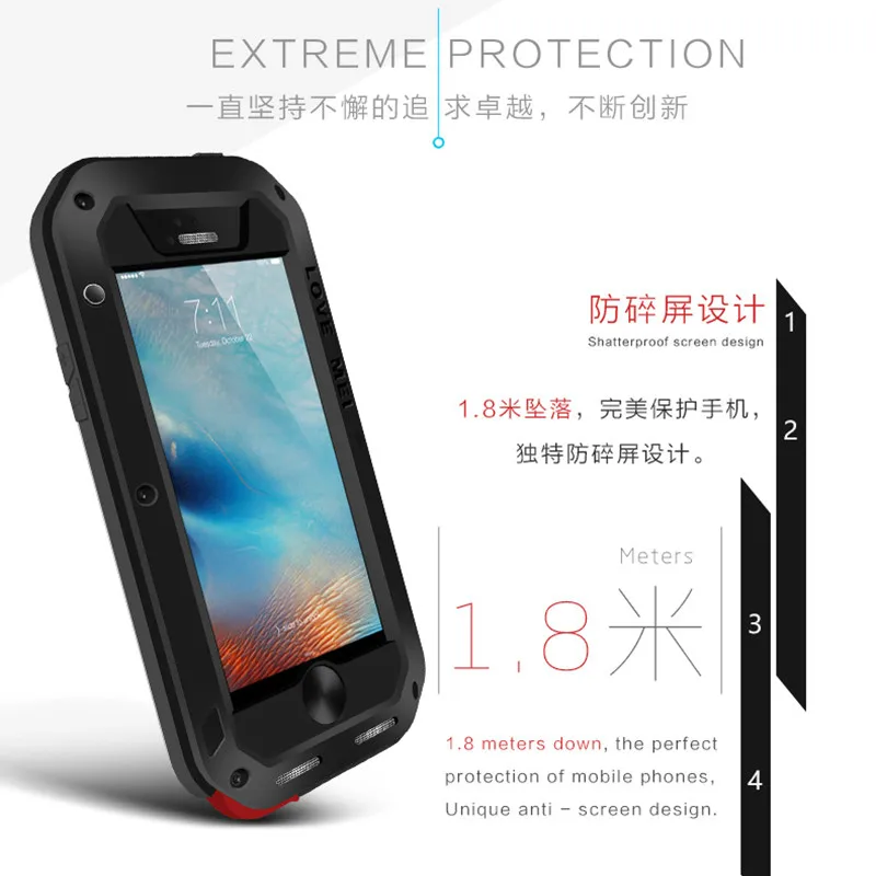 Алюминиевый Чехол для Apple iPhone 8 7 Plus ударопрочный водонепроницаемый металлический