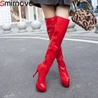 Женские ботфорты на молнии Smirnova, большие размеры 34-46, осенне-зимние длинные сапоги, обувь на очень высоком каблуке, женские сапоги на платформе