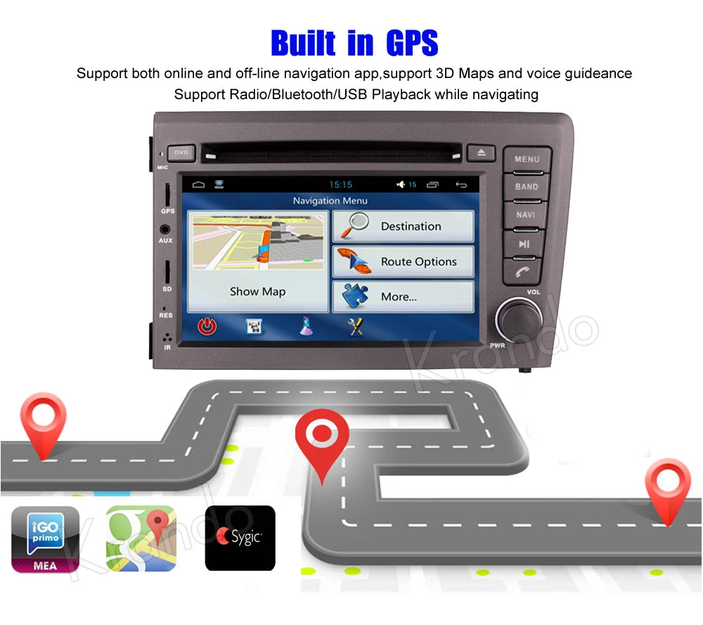 Krando Android 7,1 автомобильный Радио dvd мультимедиа для volvo s60 v70 XC70 2001 2002 2003 2004 gps навигационная система wifi 3g BT dab