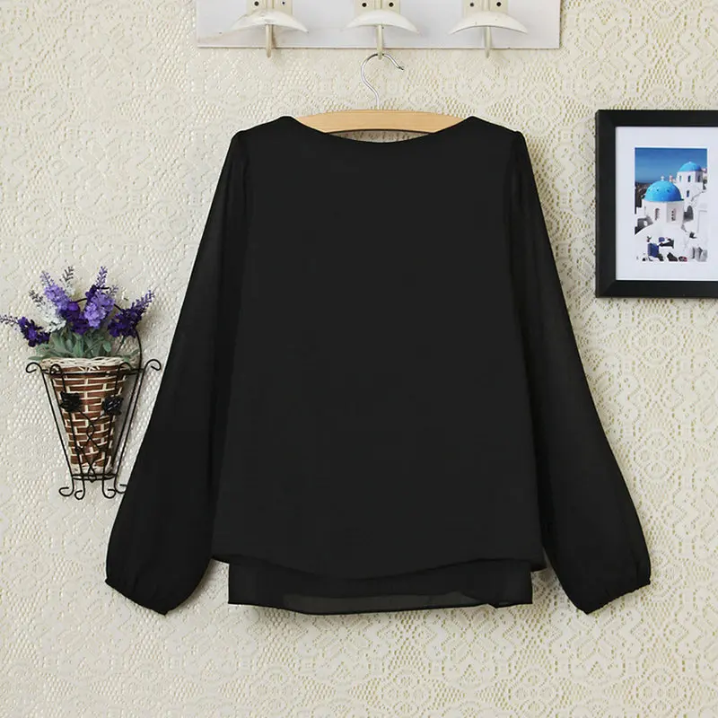 Женская шифоновая блузка с v образным вырезом Элегантная универсальная