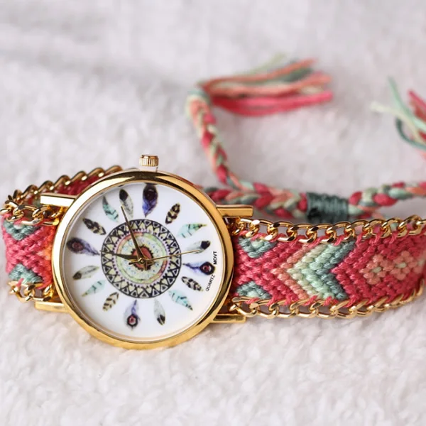 Часы Relojes GENEVA женские наручные часы ручной работы с плетеным браслетом кварцевые