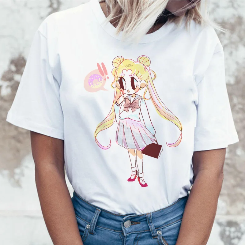 2716 Sailor Moon Аниме Футболка Топ Футболка 90s Женская Футболка женская femme корейский стиль ulzzang футболка Графический гранж эстетический - Цвет: 2716