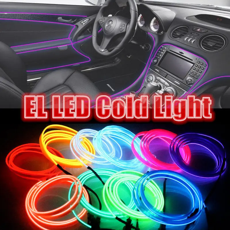 Неоновый светильник 2 3mm юбка EL Neon нитки 6 шить тег Светодиодные ленты трос Трубка