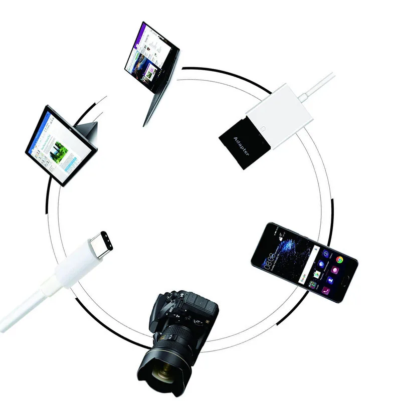 Считыватель карт памяти SD Micro OTG кабель для смарт-камеры адаптер Lightning Apple Android Samsung