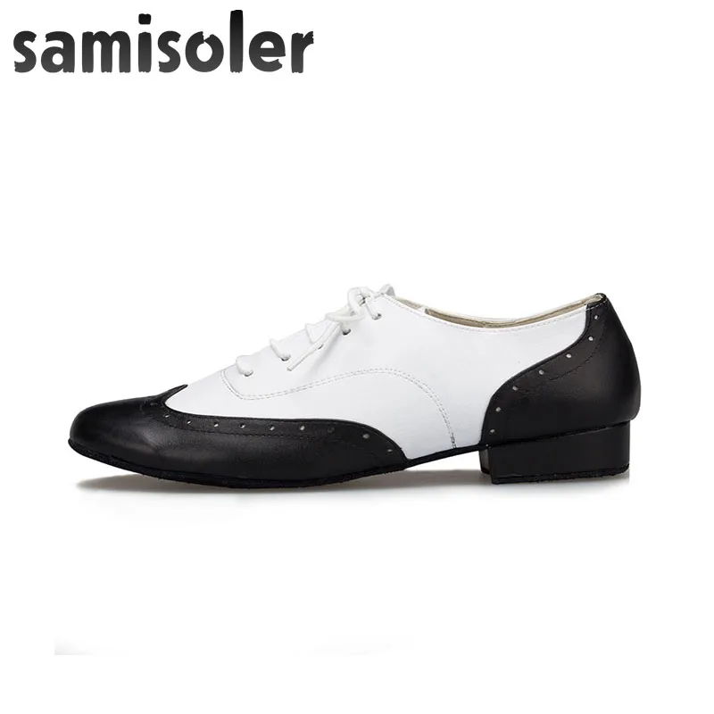Мужские черные кожаные туфли Samisoler W для бальных танцев обувь современных на
