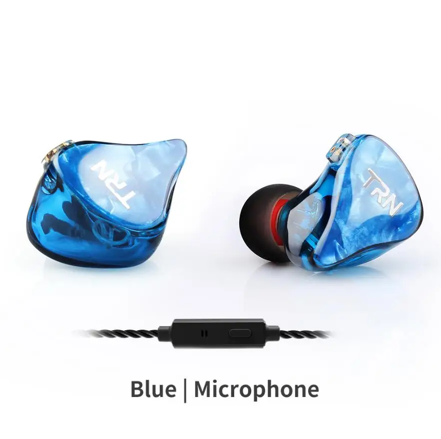 Blue with mic TRN IM2 1BA+ 1DD гибридные наушники контролировать бег спортивные наушники Hi-Fi гарнитура съемный 2-контактный кабель Пользовательские наушники - Цвет: Blue with mic