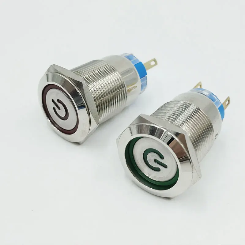 Металлический кнопочный переключатель 19 мм светодиодный 3 в 5 В 12 24 220 нержавеющая
