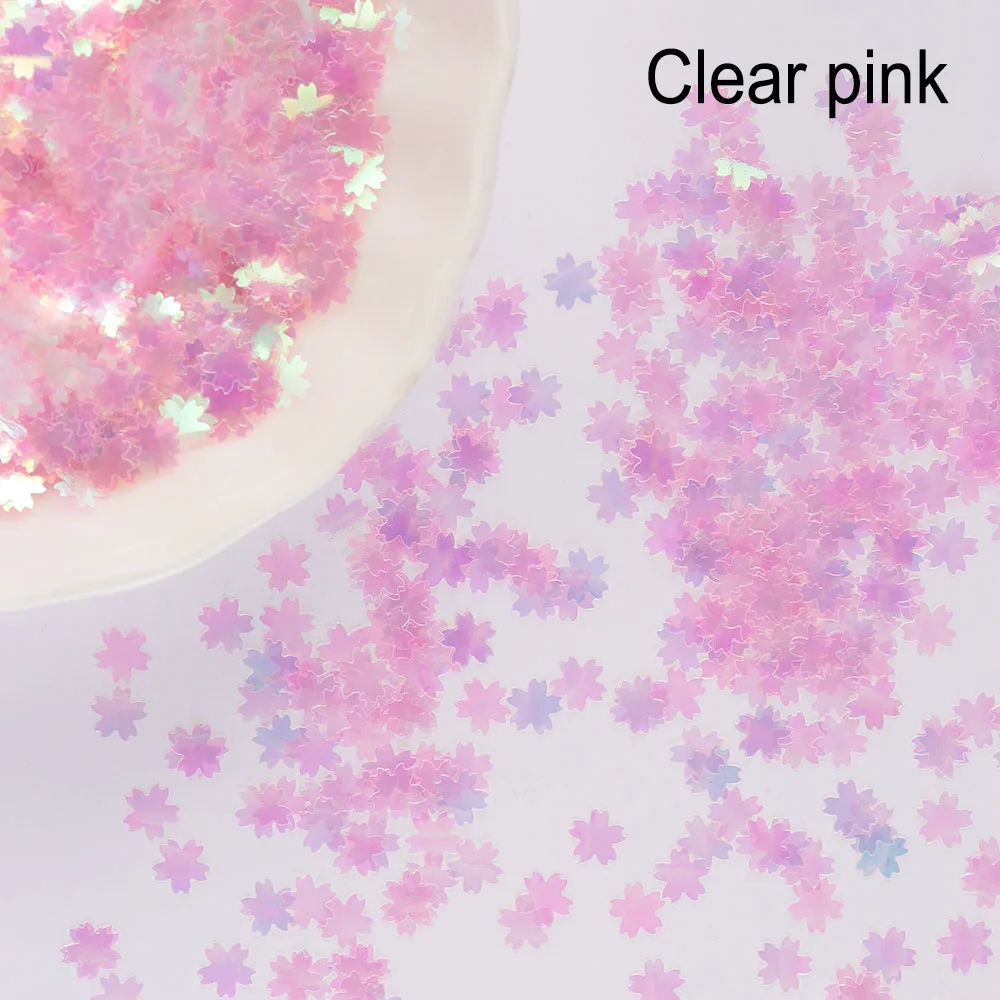 clear pink 10 г/пакет УФ Смола Розовый Сакура Блеск Конфетти из блесток 5 мм сладкий Вишневый цветок декор украшения заполнения пайетками DIY ремесло материал - Цвет: clear pink