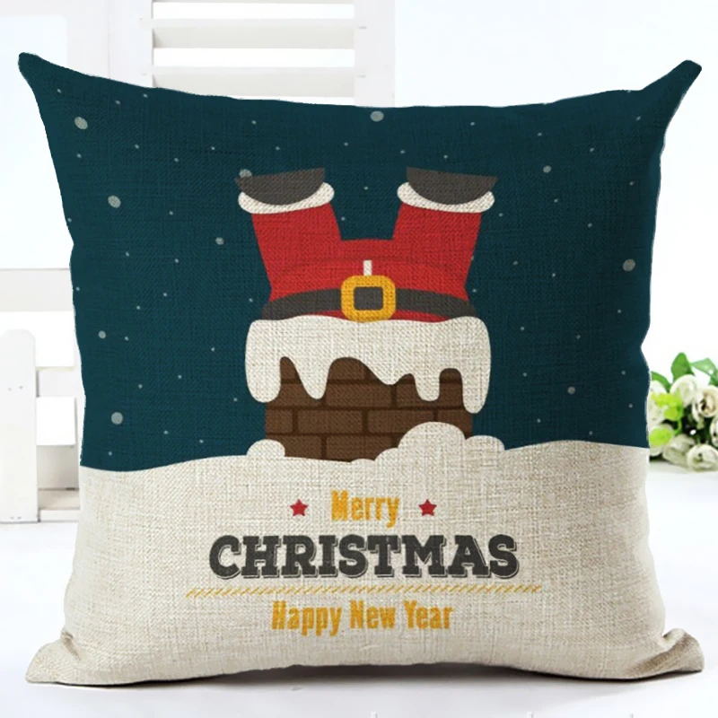 2017 Cartoon Style Chirsmas Santa Claus Cute Pillow Almofadas Linen Decorative Cushion Without Filling | Дом и сад