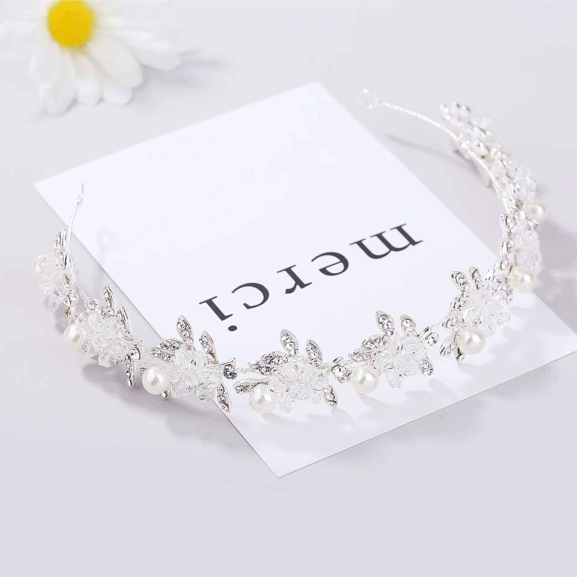 Жемчужная Повязка на голову с кристаллами Тиара для первого причастия Цветочные