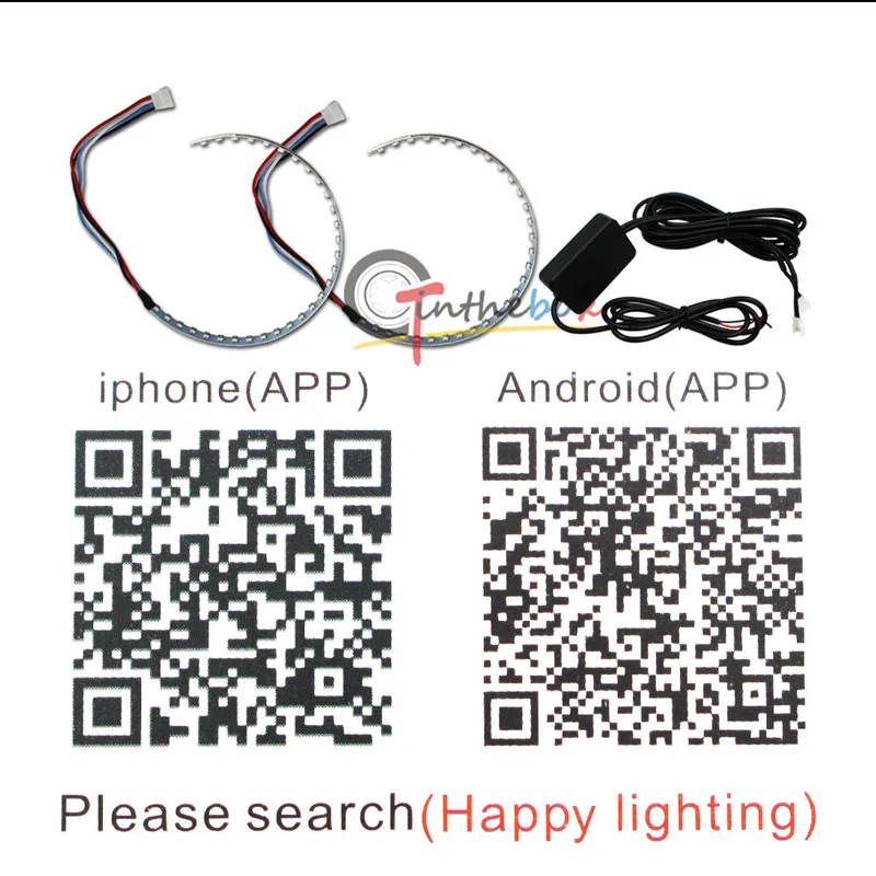 Bluetooth беспроводной пульт дистанционного управления 15-SMD RGB светодиодный Demon Eye Halo Кольцо Комплект для фар проекторы или 2," 2,8" 3," модифицированный Pr