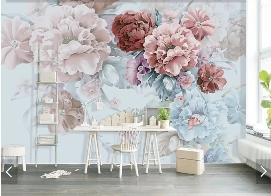 Европейская настенная фотобумага с цветами для гостиной спальни печатная бумага