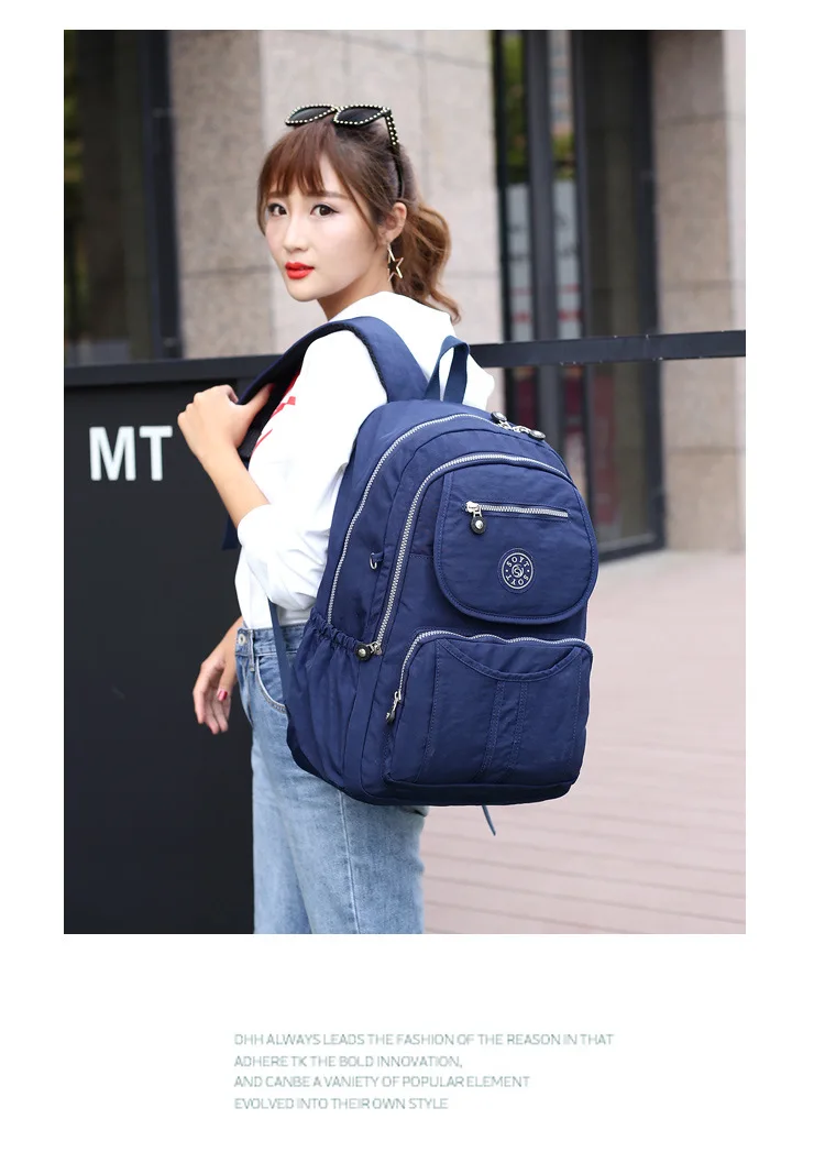 Школьный рюкзак для девочек-подростков Mochila женские рюкзаки Женские однотонные брендовые нейлоновые повседневные сумки для ноутбука женская большая емкость