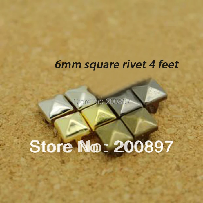 Металлические заклепки-гвоздики в виде пирамиды 6 мм стиле панк-рок квадратные