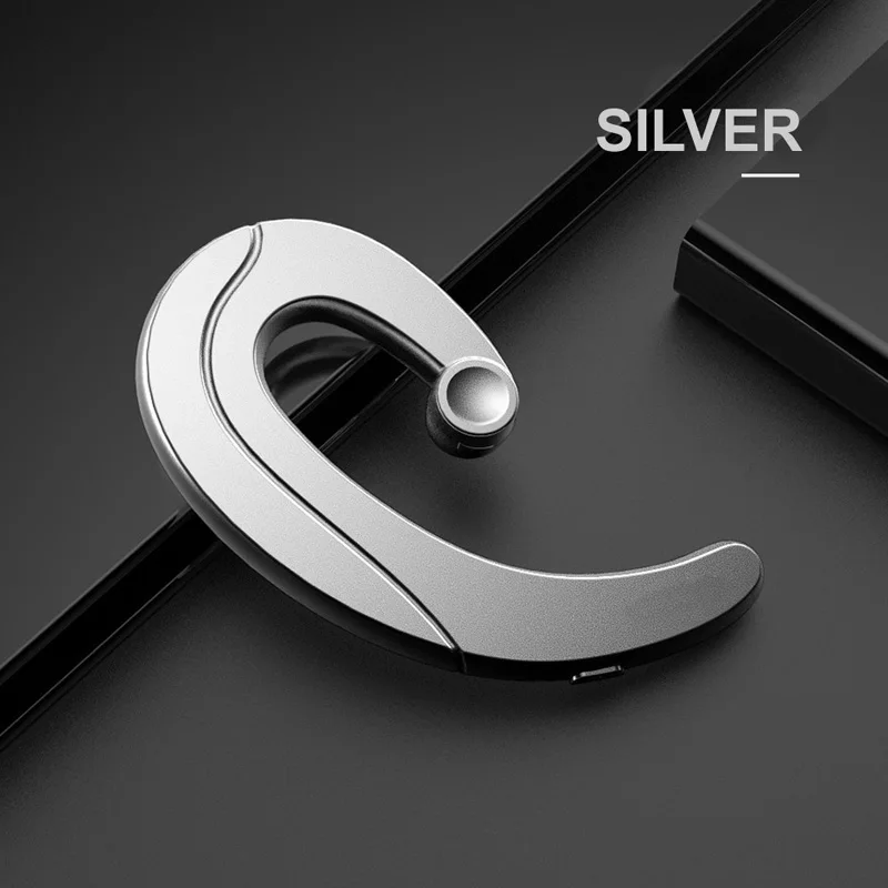 Silver Беспроводная bluetooth-гарнитура с костной проводимостью, стереонаушники с активным шумоподавлением, портативные bluetooth-наушники - Цвет: Silver