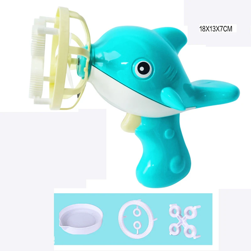 Dolphins Blue Летняя забавная Волшебная пузырьковая воздуходувка, электрическая автоматическая машина для изготовления пузырьков, пистолет с мини-вентилятором, детские игрушки для улицы, свадебные принадлежности - Цвет: Dolphins Blue
