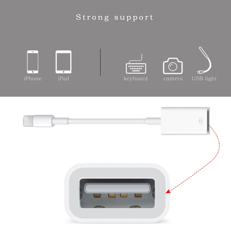 For lightning to USB Adapter iPhone iPod iPad Data Sync Connector Lightning Usb Camera Reader Converter Cable |