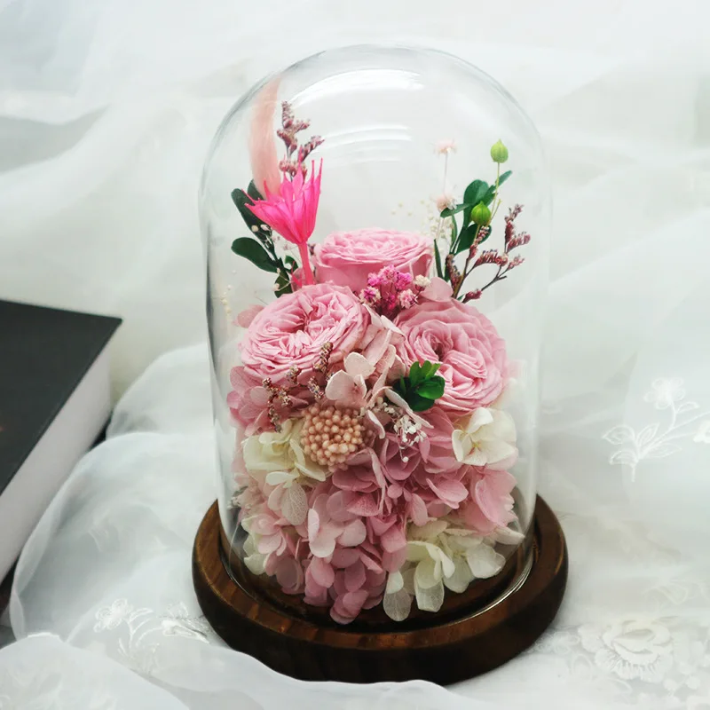 Йо Чо красивый подарок на день Святого Валентина искусственный консервированный Пион цветок розы в колбе стекло зачарованная Роза в колбе стеклянный цветок
