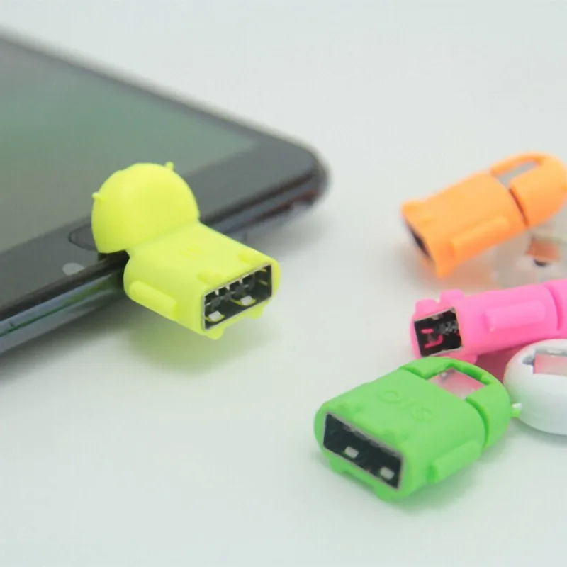 Цветной случайный мини Робот Форма Usb Otg кабель к адаптер 29*21*10 мм для Android