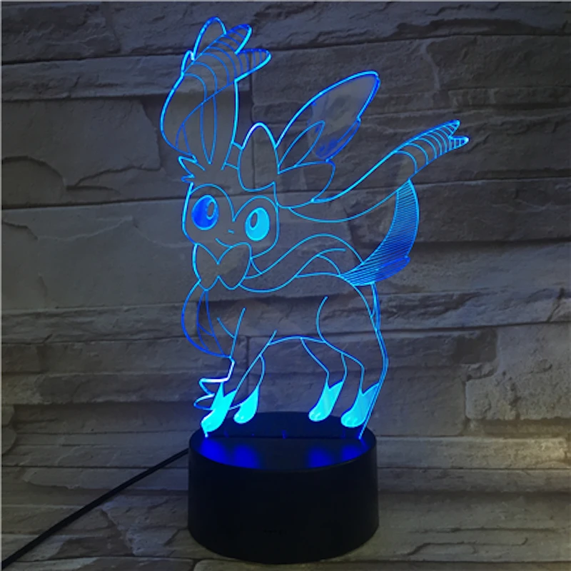 Pokemon Go Sylveon рисунок детский ночник светодиодный сенсорный сенсор батарея Ночник подарок к празднику атмосфера Usb светодиодная 3D лампа Sylveon