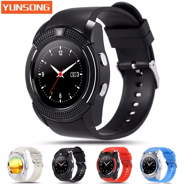 Yunsong v8 носимых устройств bluetooth smart watch для android телефон наручные часы умный