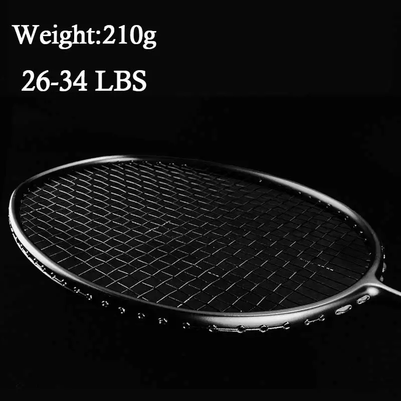 Black 210g max 34lbs Тренировочная ракетка для бадминтона с большим весом 26-34 фунтов 120 г 150 г 180 г 210 г профессиональные ракетки из углеродного волокна - Цвет: Black 210g max 34lbs