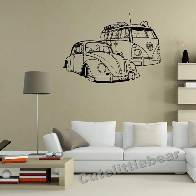 Дом Кемпер и VW beetle автомобиль домашняя Наклейка Съемные Фрески украшение