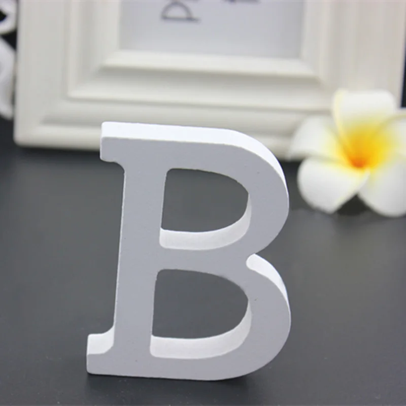 3D белая деревянная буква Английский алфавит DIY Индивидуальное Имя Дизайн Искусство ремесло свободно стоящее сердце Свадебный домашний декор