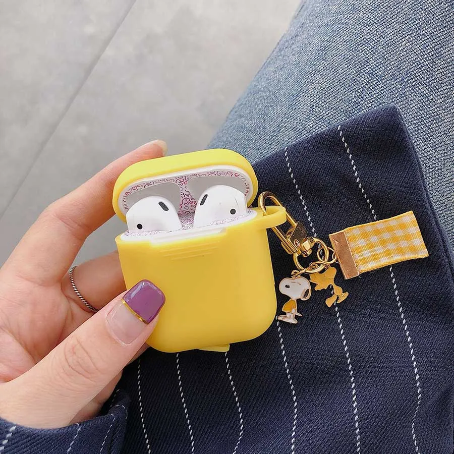 Yellow Милый мультяшный чехол для AirPods, мягкий силиконовый чехол для беспроводной bluetooth-гарнитуры, Женский чехол, защита от падения - Цвет: Yellow