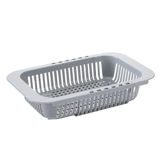 Серый MeyJig Adjustable Sink Dish Drying Rack Kitchen Organizer Plastic Vegetable Fruit Holder Storage Rack Sink Drain Basket - Цвет: Серый