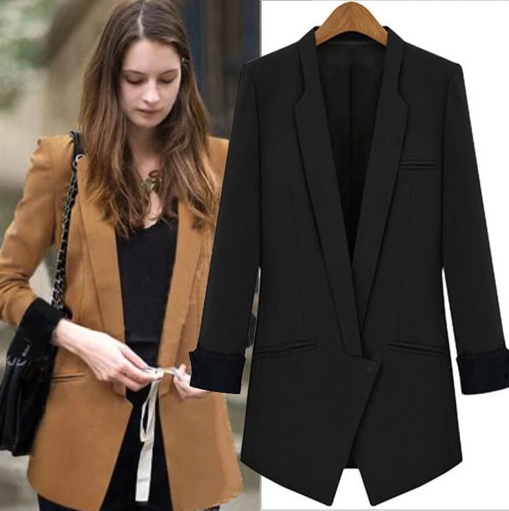 Женские блейзеры и куртки 2016 Европейская мода с длинным рукавом популярный цвет