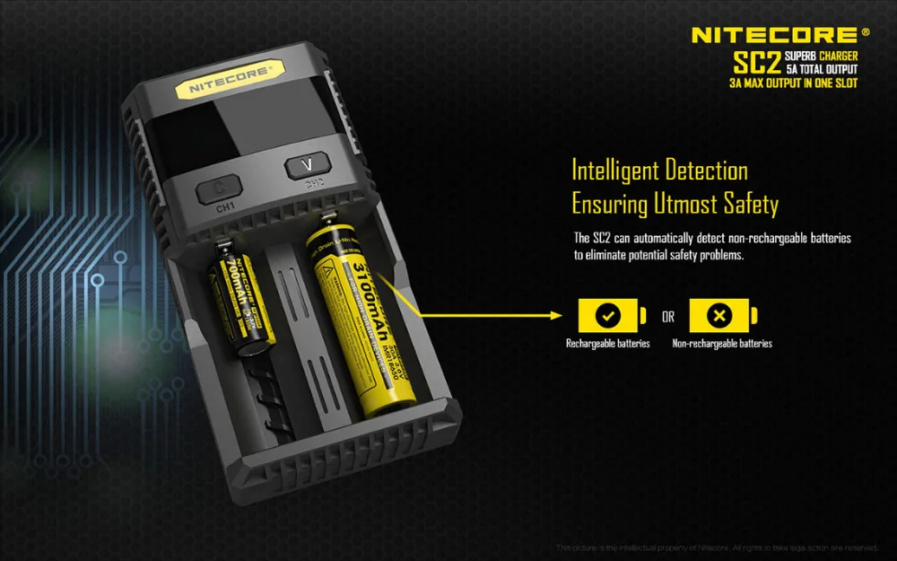 Оригинальное Nitecore SC2 зарядное устройство с USB для LiFePO4 литиевая Ni MH батарея|charger with