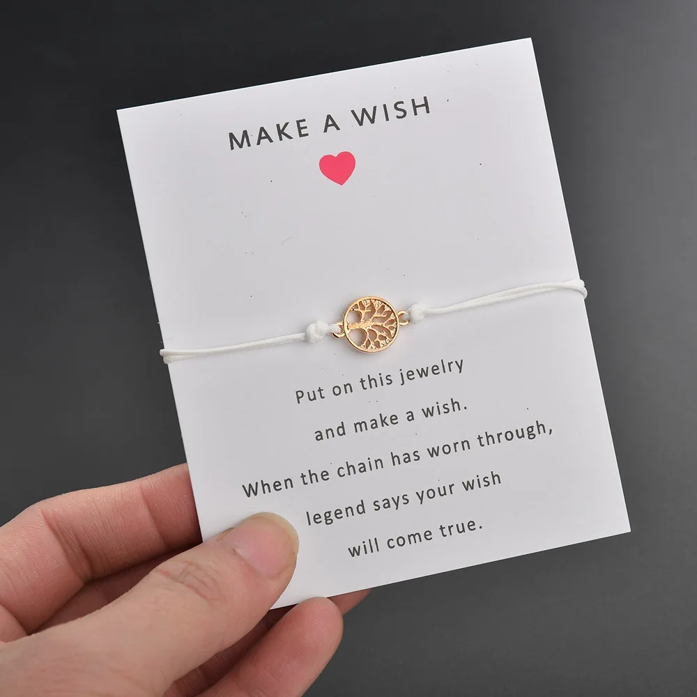 Женский Регулируемый браслет Make A Wish card романтичная подвеска с цепочкой из