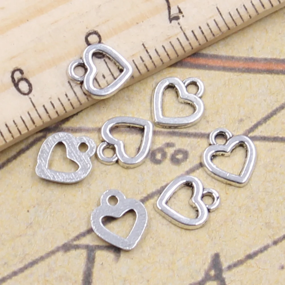 

50pcs Charms Lovely Heart 8x6mm Tibetan Pendants Antique Jewelry Making DIY Handmade Craft For Bracelet Necklace