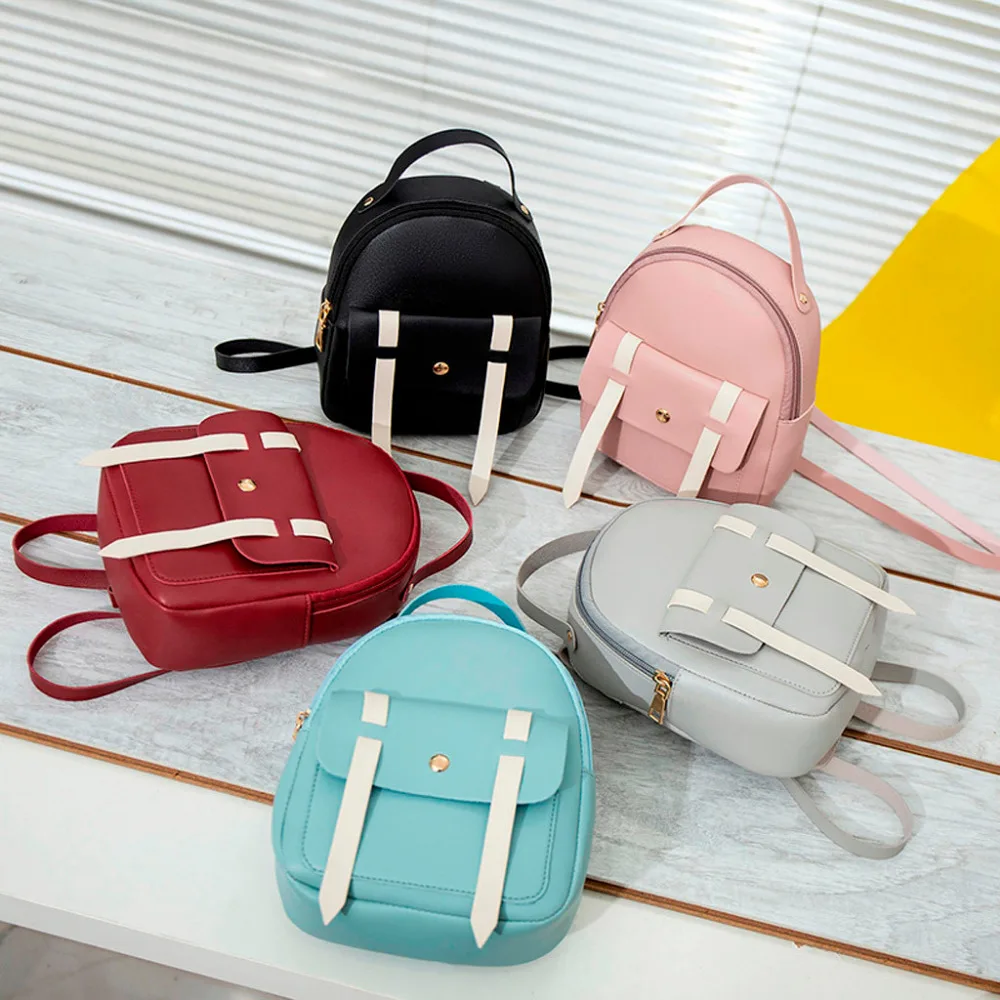 Простой кожаный рюкзак школьная сумка в стиле пэчворк Маленькая женская на плечо