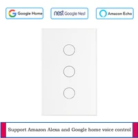 us standard 3 gang 1 way wall touch light switch tuya app control smart touch remote light switch works with alexa and google