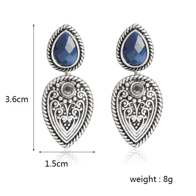 Очаровательные богемные серьги из синего камня винтажные тибетские турецкие для