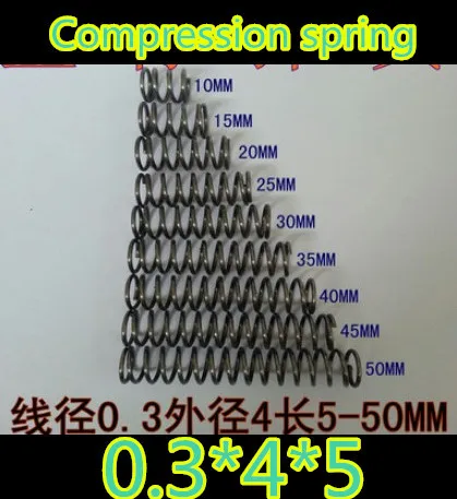 

50pcs 0.3mm 0.3*4mm Small spot spring wire micro spring compression spring pressure spring length 5mm