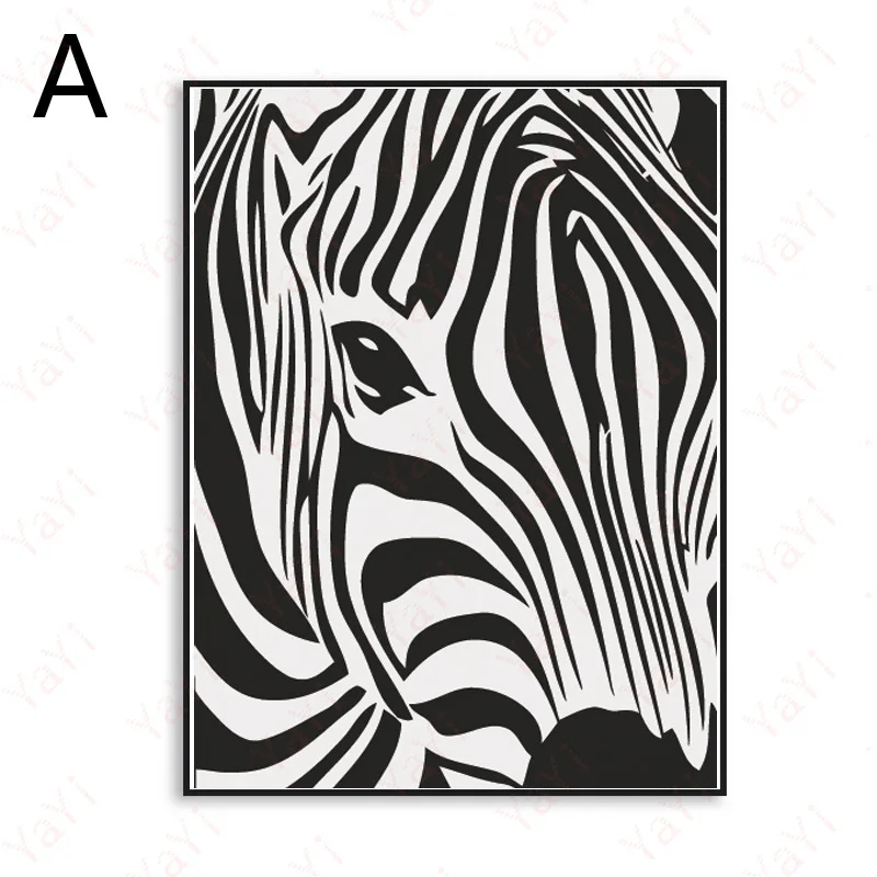 HAOCHU modern simple animal Nordic black and white zebra living room home decoration office wall art canvas painting new gift | Дом и сад